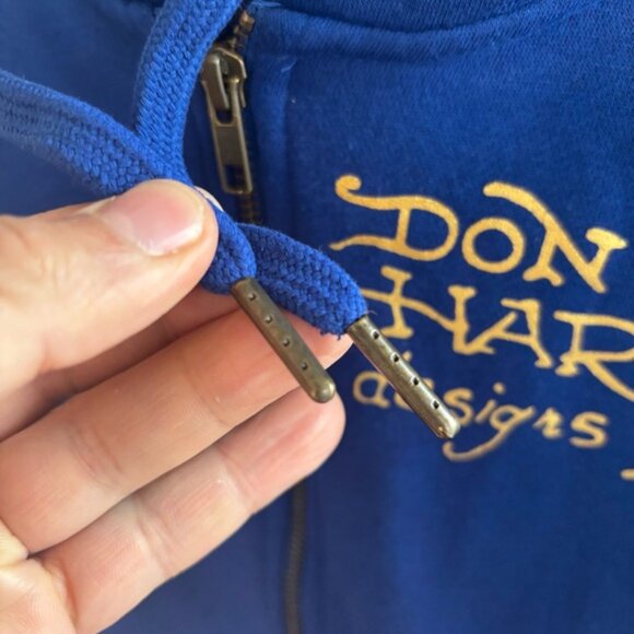 Ed Hardy Tiger Lotus Blue Cropped Zip Hoodie Grunge Y2K Streetwear Womens XS NWT - Picture 5 of 11